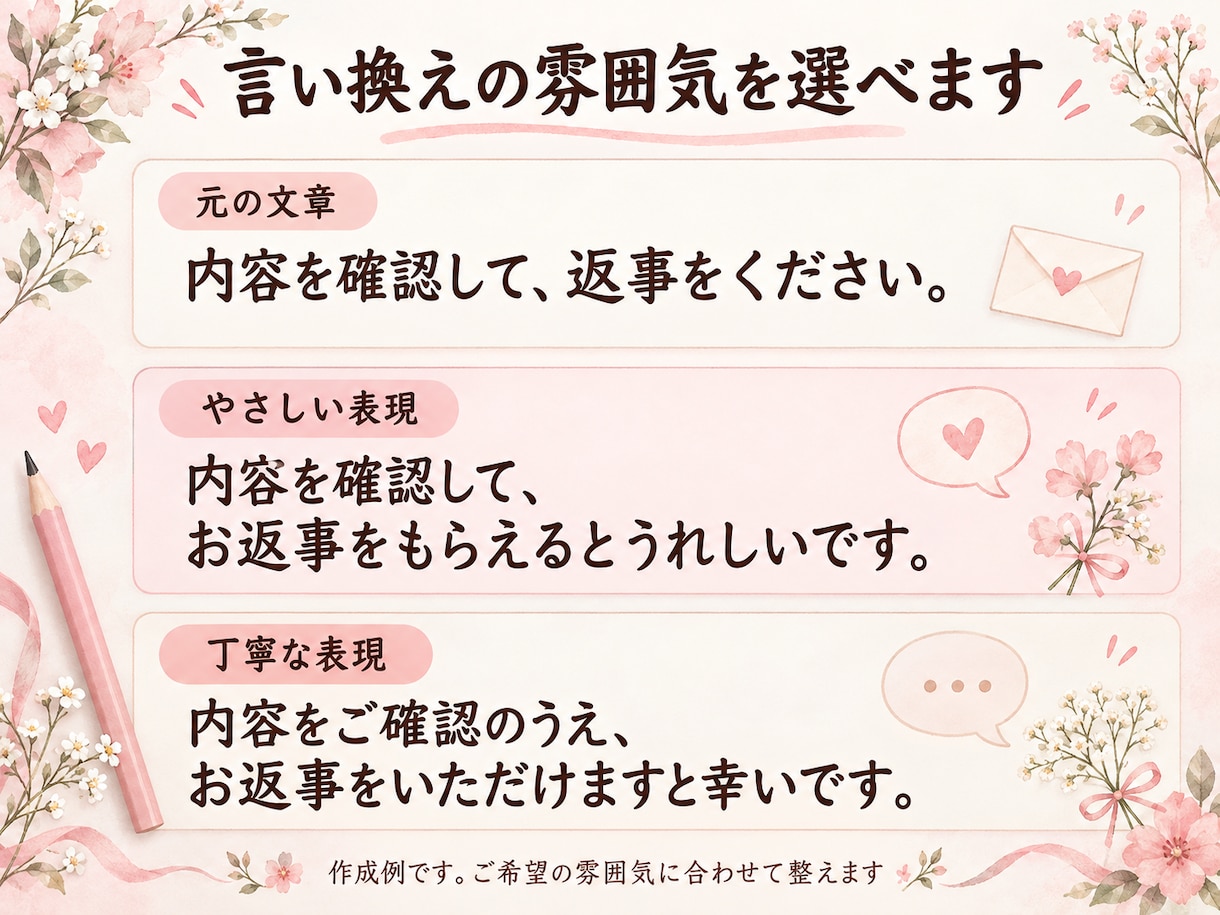 短い文章をやさしく丁寧に言い換えます 意味を大切に、読みやすく自然な表現へ イメージ7