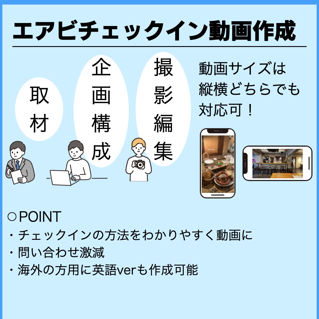 宿泊施設オーナー必見!チェックイン動画作ります 余計な問い合わせ無くしませんか? イメージ1