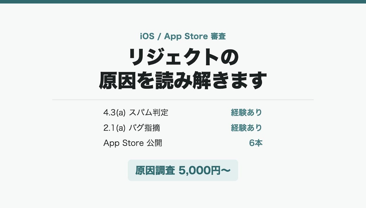 App Store審査に落ちた原因を調べます 落ちた経験2回、通した数6本。英文の審査結果を日本語で イメージ1