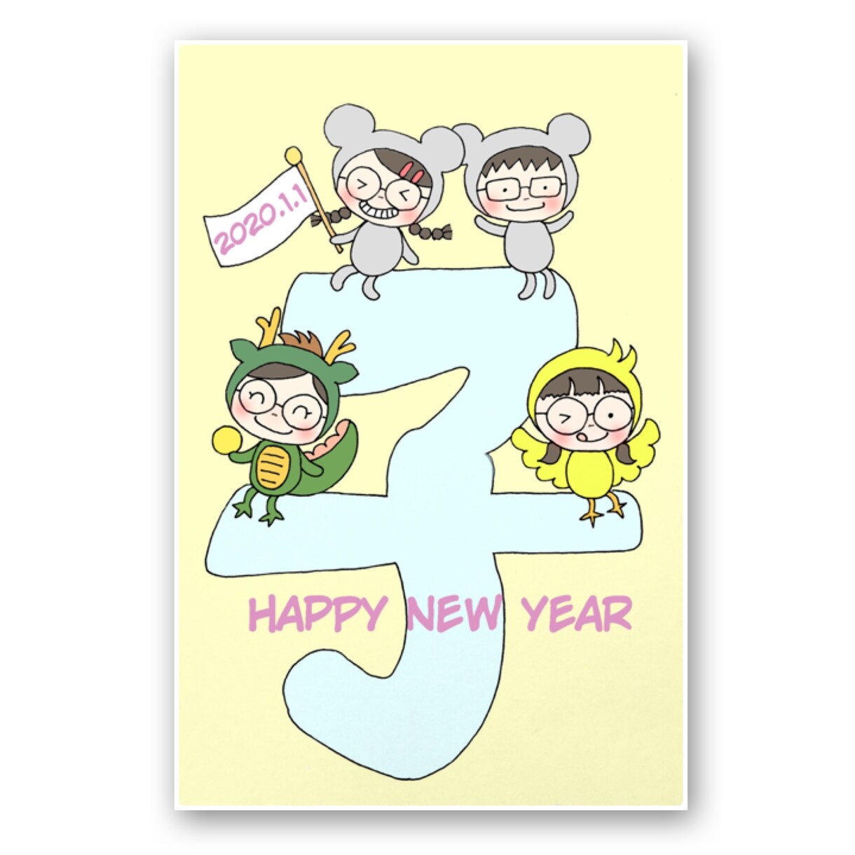 1名1500円〜年賀状用似顔絵お描きします 今年は手描き似顔絵付きの年賀状を作ってみてはいかがですか？ イメージ3