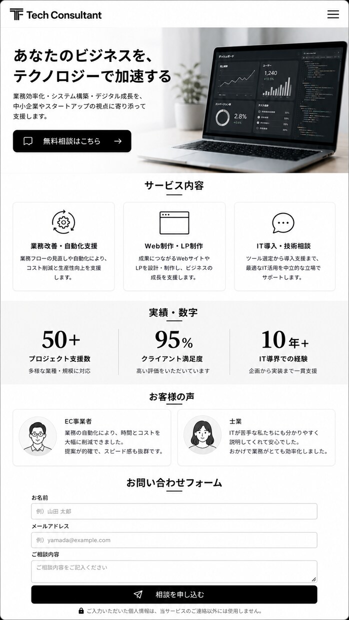 集客LPをHTML/CSSで制作します 小規模事業者・個人向け|売れる構成で作ります イメージ7