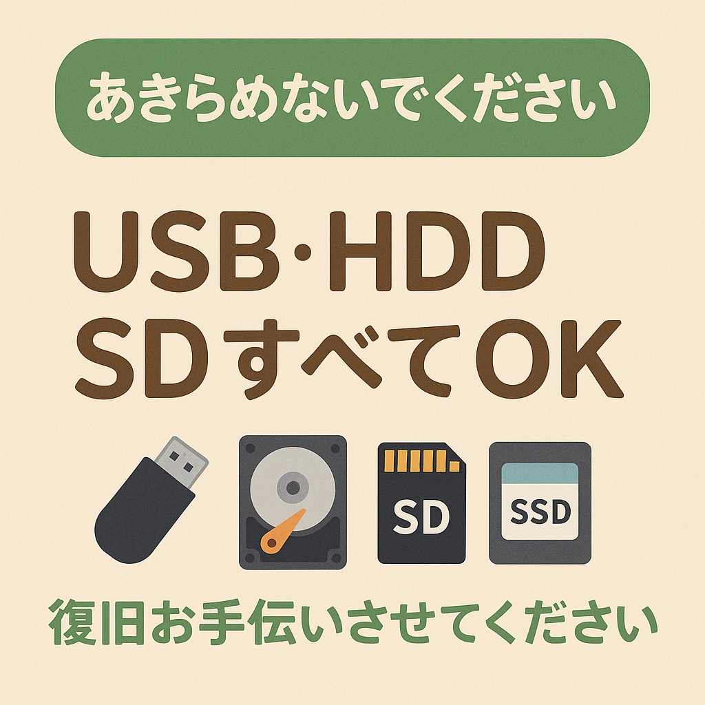 失ったデータを救出します USBメモリ・SD・HDD等各種記憶媒体のデータを救出します イメージ1