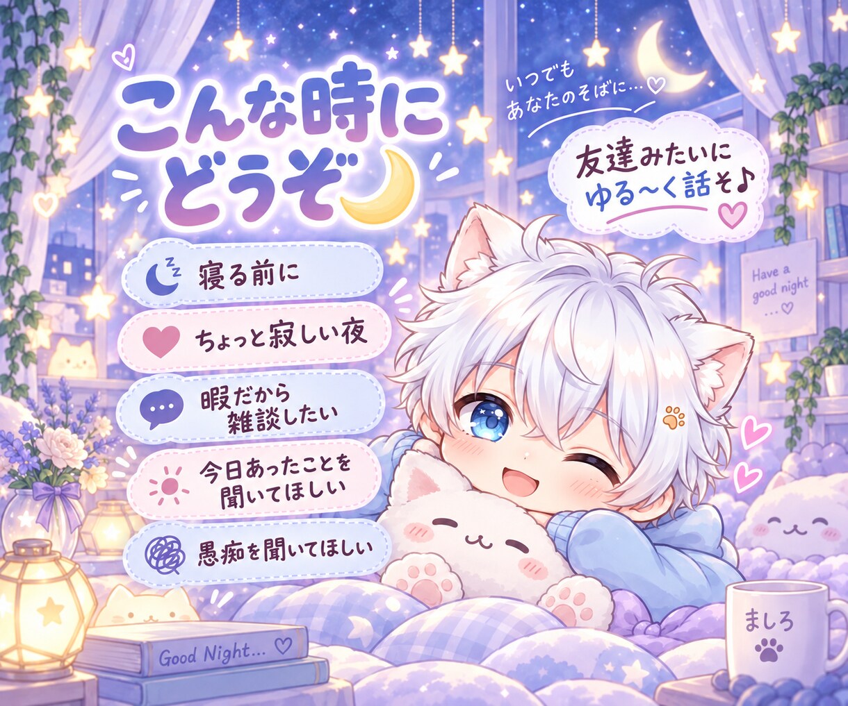 中性的な癒し声で友達みたいに話します 女性っぽいとも言われる中性的な声で、友達みたいにお話し♪ イメージ2