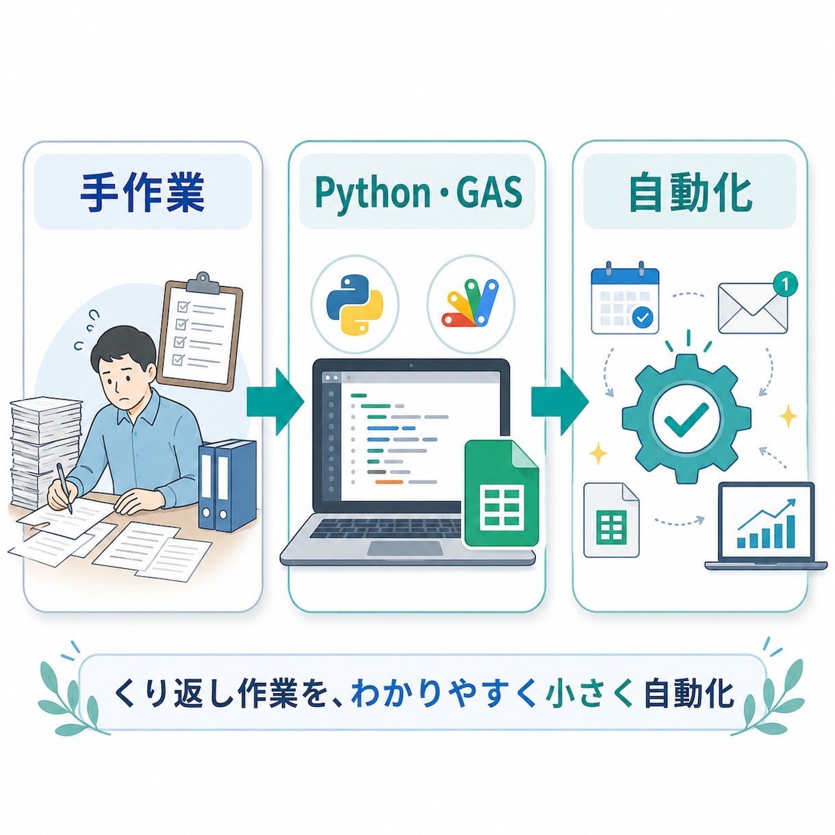 Python・GASで業務ツールを作ります 手作業を1つ選び小さな自動化にします！ イメージ1