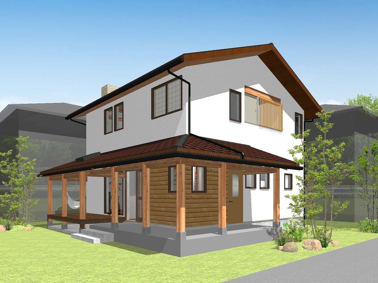 魅力的な住宅の外観パースを作成いたします 仕上げの素材を3パターンまでお渡しできます イメージ1