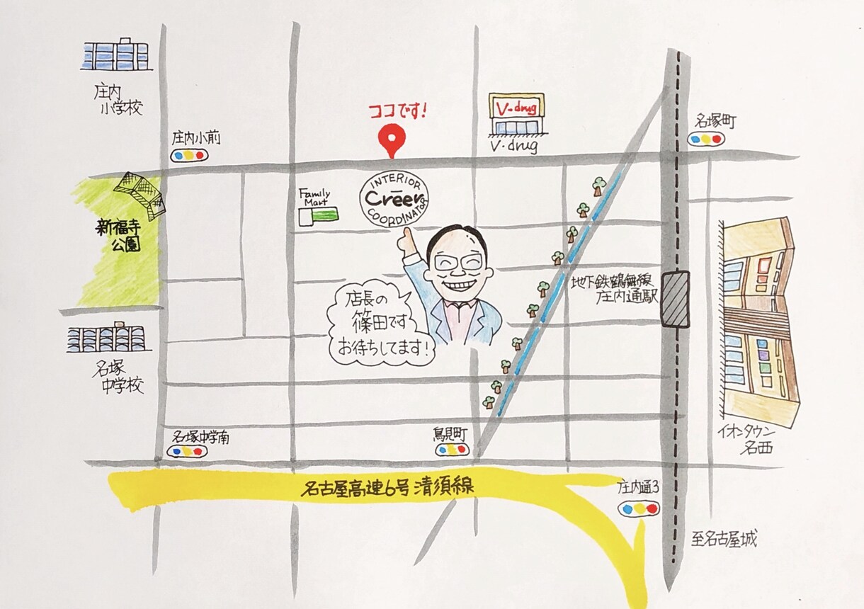 見た人の目を引く手描き地図作成します イベントの場所やお店までの簡単な地図をペンや筆ペンで描きます イメージ3