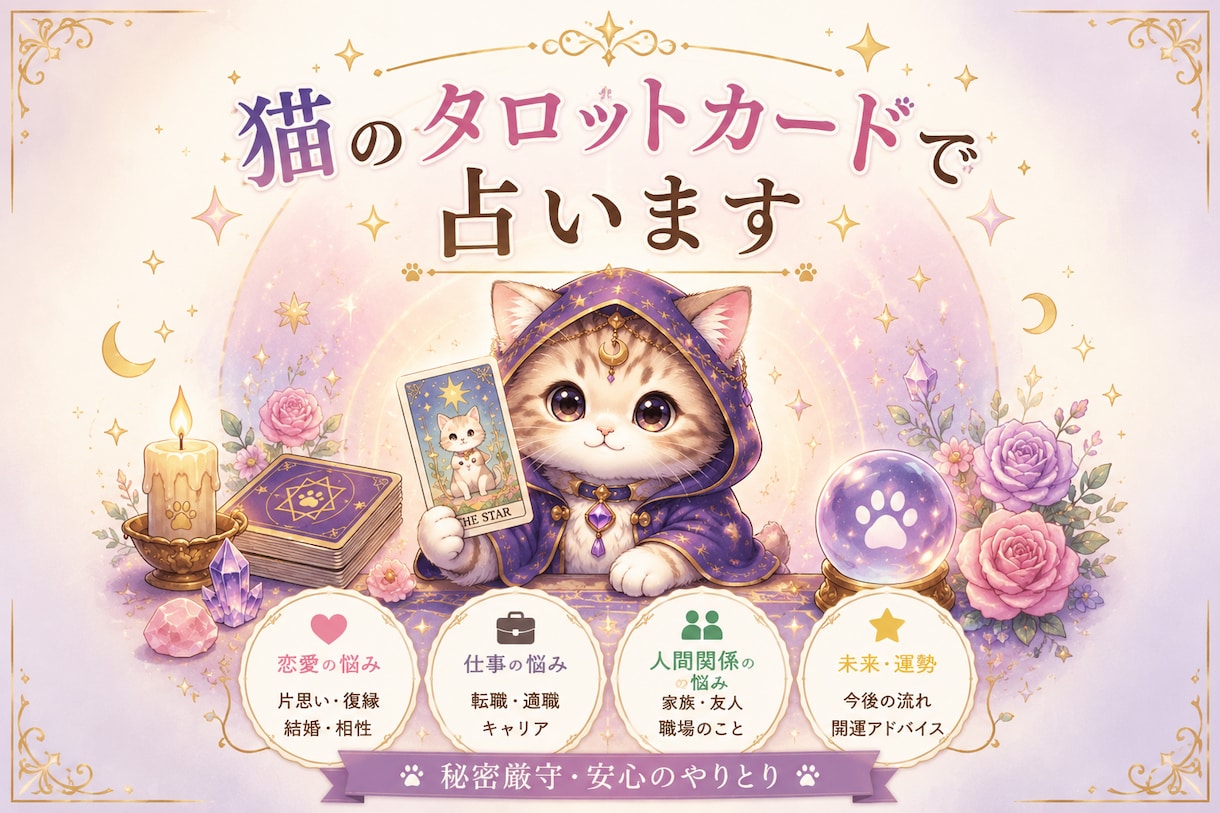 深夜OK500円✡ねこのタロットで寄り添います 24時間以内に返信✬タロットカードで占います✬ボリュームあり イメージ1