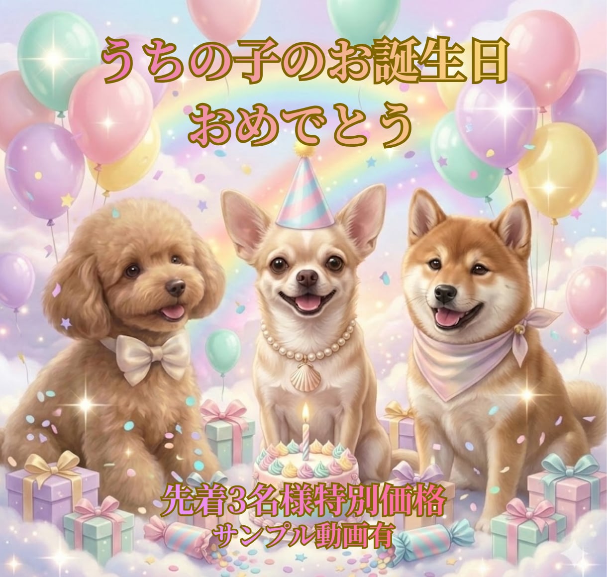 大切な愛犬のお誕生日AI動画を丁寧に制作します 愛犬が主役の特別な日を色褪せない映像に残します イメージ1