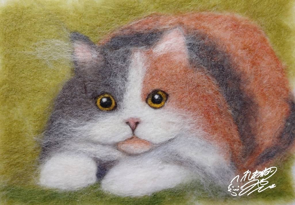 羊毛画であなたの猫ちゃんをそっくりに作ります どこにもない平面の羊毛アート！L版(8.9×12.7cm) イメージ4