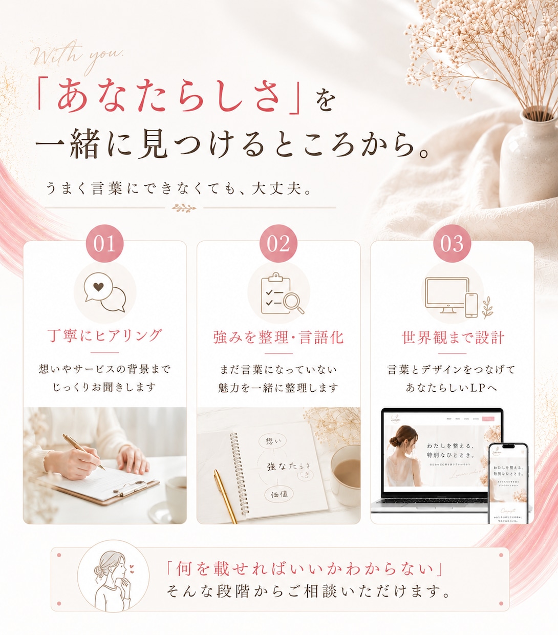 魅力と強みを整理し、伝わる導線をつくります 実績多数｜即納可！構成から実装・公開後も丁寧にサポート◎ イメージ5