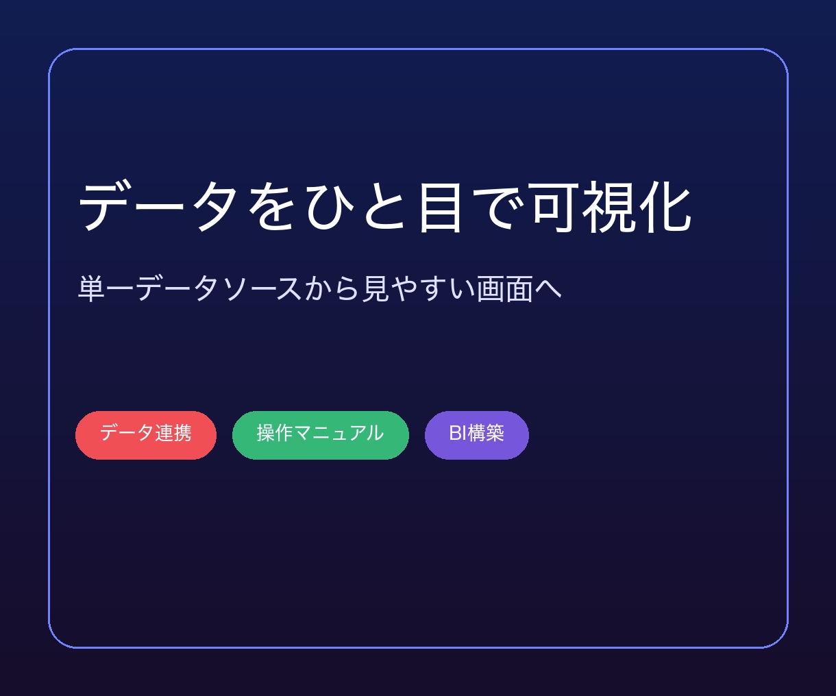 単一データソースの可視化ダッシュボードを構築します 売上・業績・アンケートの数値を、確認しやすい画面にまとめます イメージ1