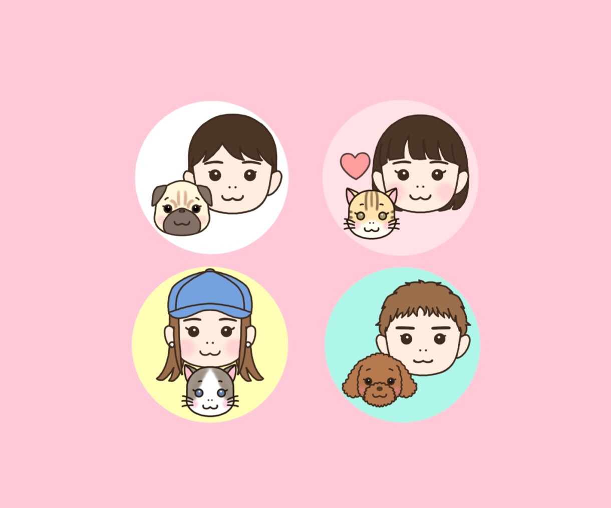 わんちゃん猫ちゃんとあなたのアイコンを描きます 「とにかく可愛く」あなたとペットをイラストにしてみませんか？ イメージ2