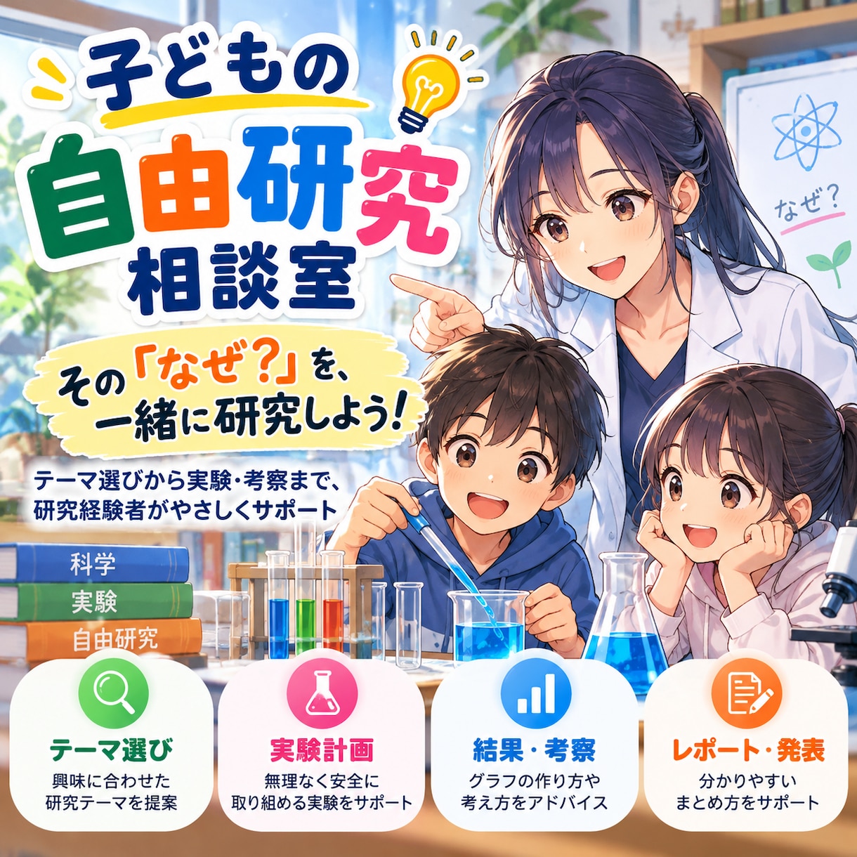 小中学生の自由研究を一緒に考えます 自由研究で県選抜経験あり！テーマ選びから考察まで支援！ イメージ1