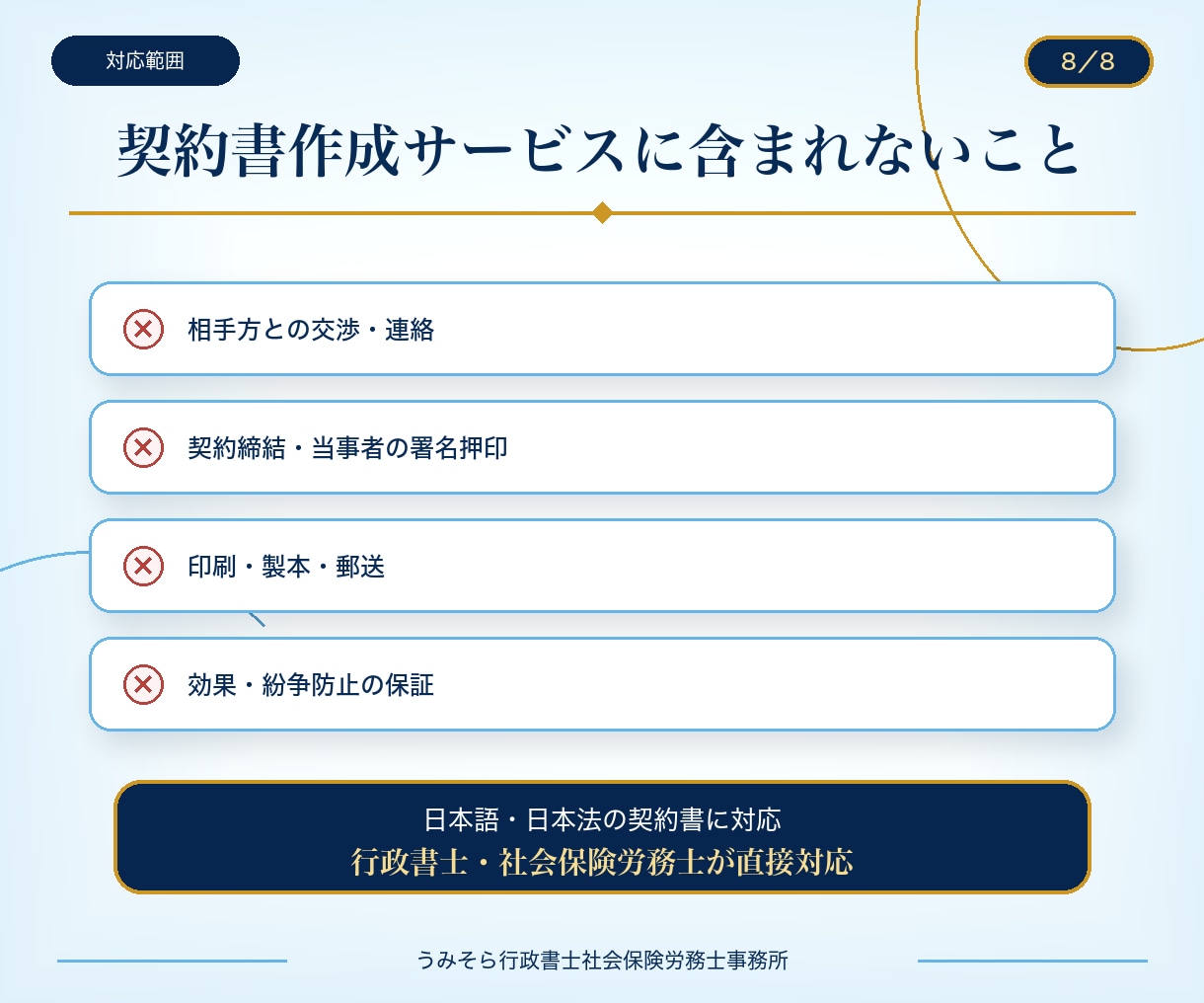 行政書士兼社労士が盤石な業務委託契約書を作成します 基本料金13,000円｜原案3営業日・1か月修正無制限 イメージ8