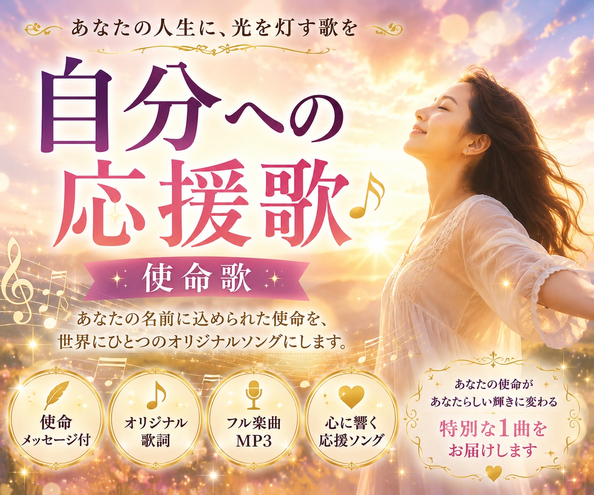 あなたの名前に宿る使命を、世界にひとつの歌にします ☆名前の音に秘められた使命を歌にして心を込めてお届けします♪ イメージ1