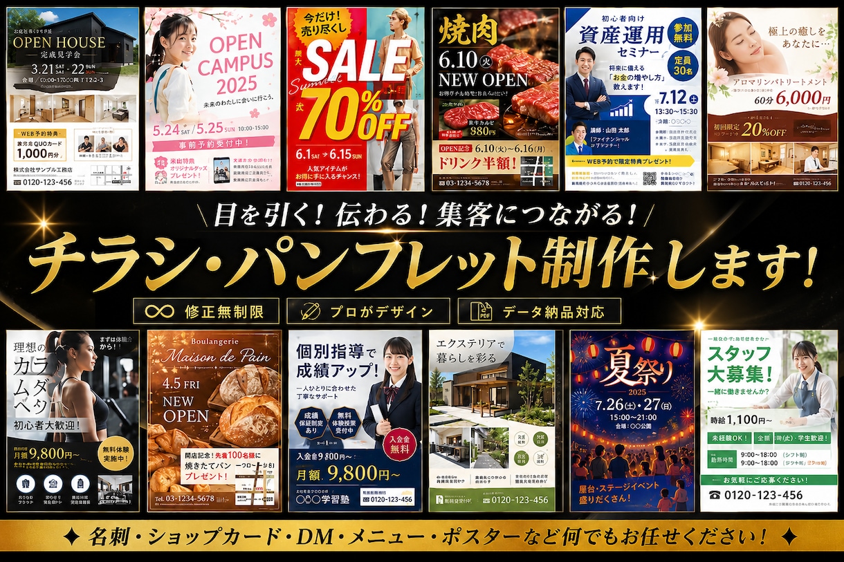 10組限定価格‼️高品質な目を引くチラシ制作します 集客につながるデザインをご提案 イメージ1