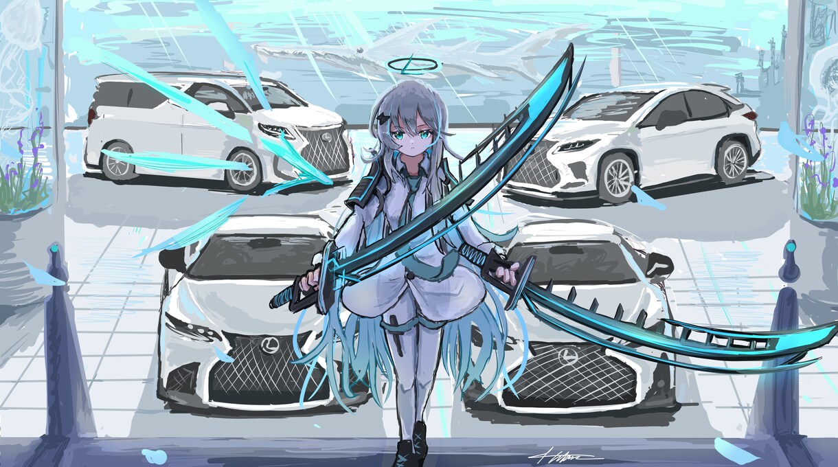 車とキャライラストの制作します カッコイイ車と かわいいキャラを1枚絵に！ イメージ3