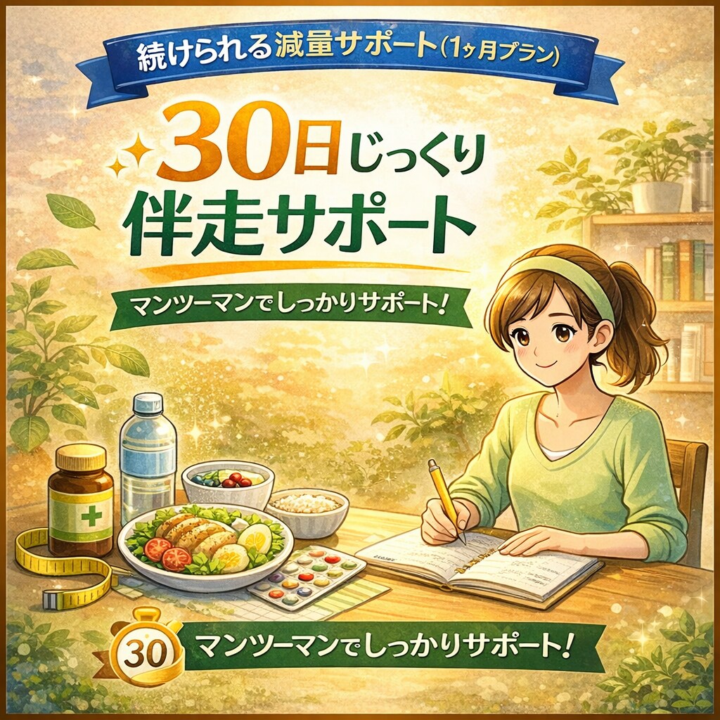 一般的な知識、実体験に基づき減量サポートをします 30日間、無理せず続く減量習慣を一緒に整えます イメージ1