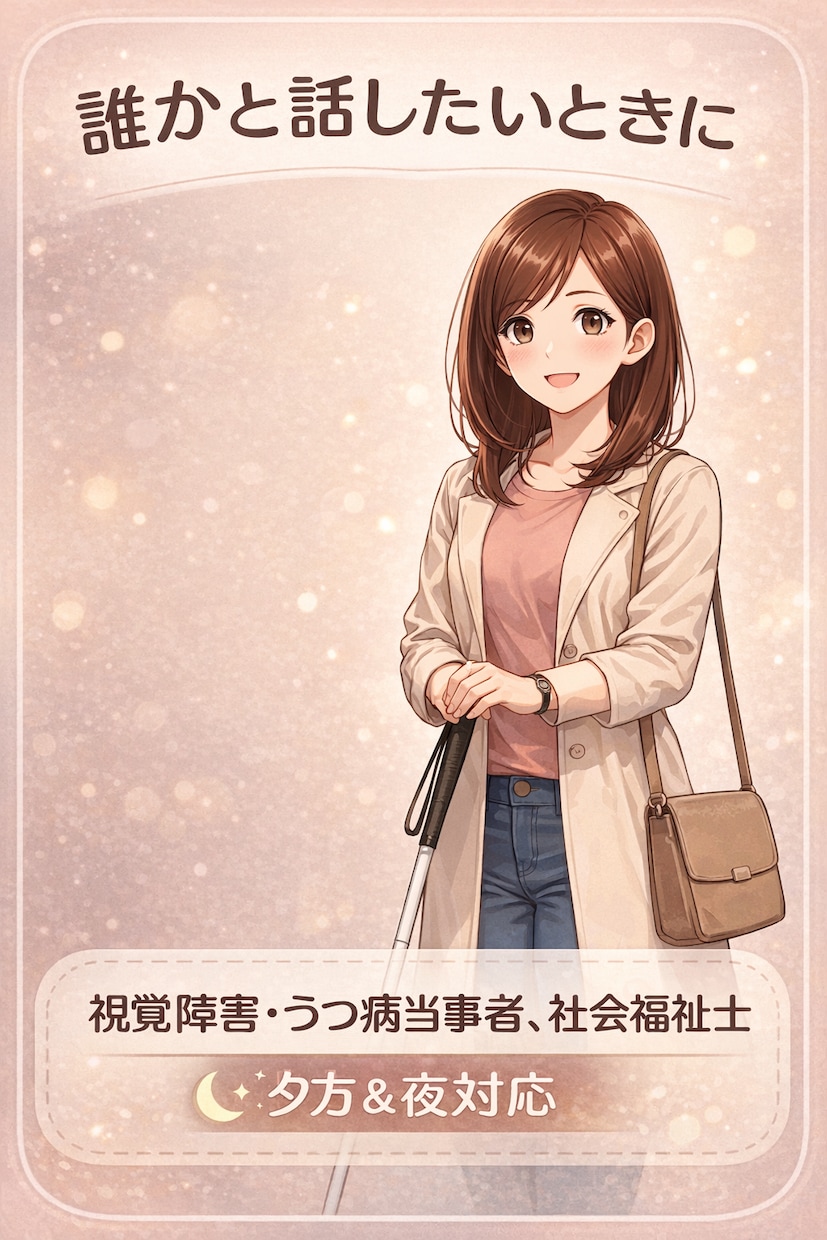 全盲&うつ病を経験した私がお話をお聞きします 残り9名限定！最低価格で相談をお受けします イメージ1