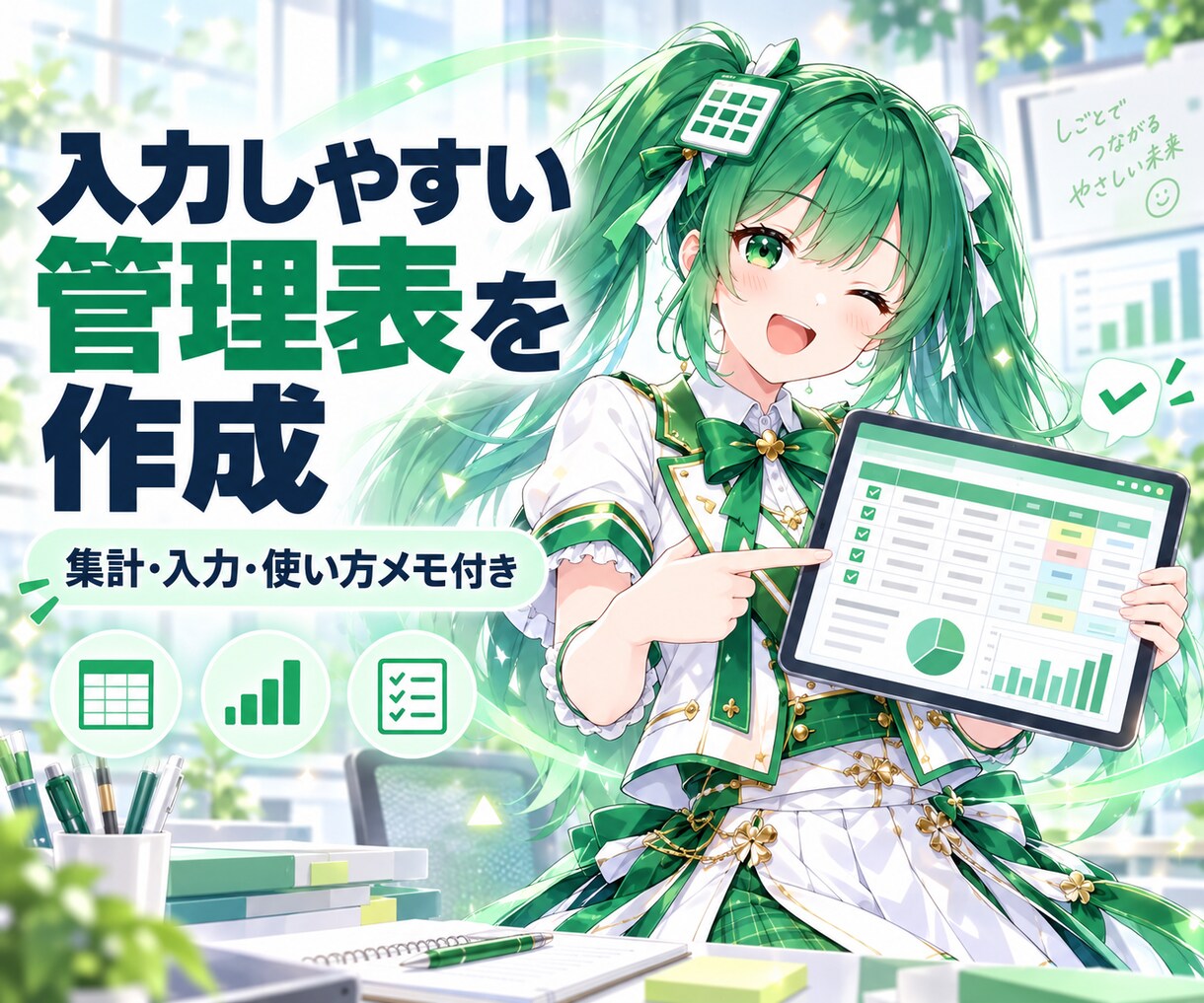 入力しやすいExcel管理表を作成します 面倒な集計を整理！使い方メモ付きの管理表 イメージ1