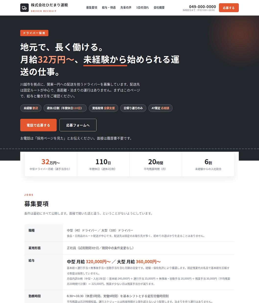 運送会社のドライバー採用ページを制作します 初稿5営業日・総額固定・ドライバー募集に特化 イメージ4