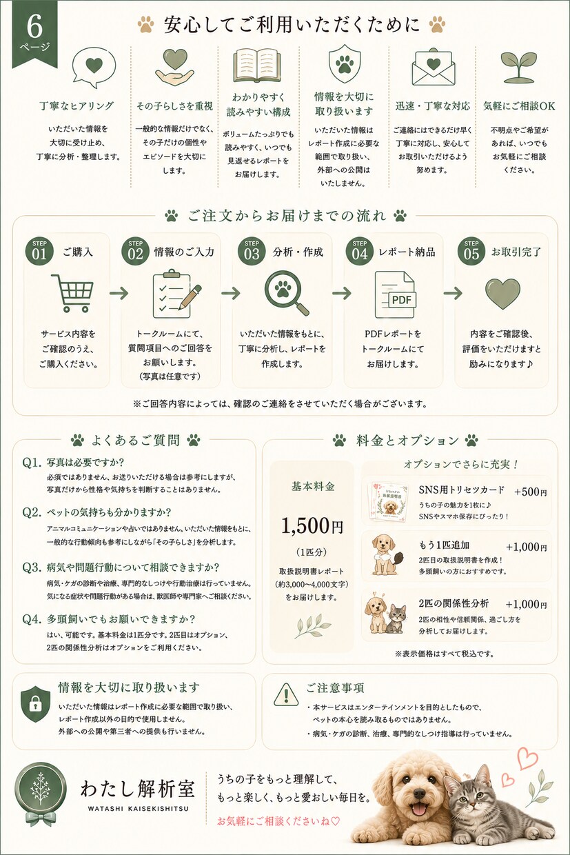 愛犬・愛猫の性格と行動からトリセツを作ります 行動や性格を整理してうちの子をもっと深く理解 イメージ6