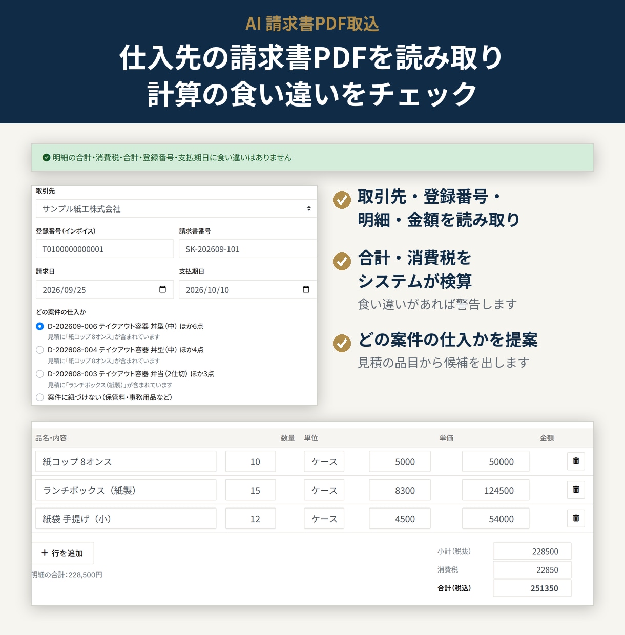 AIが受注〜請求を手伝う業務システムを提供します 注文の読み取りから経営分析まで、AIが事務を軽くします イメージ4