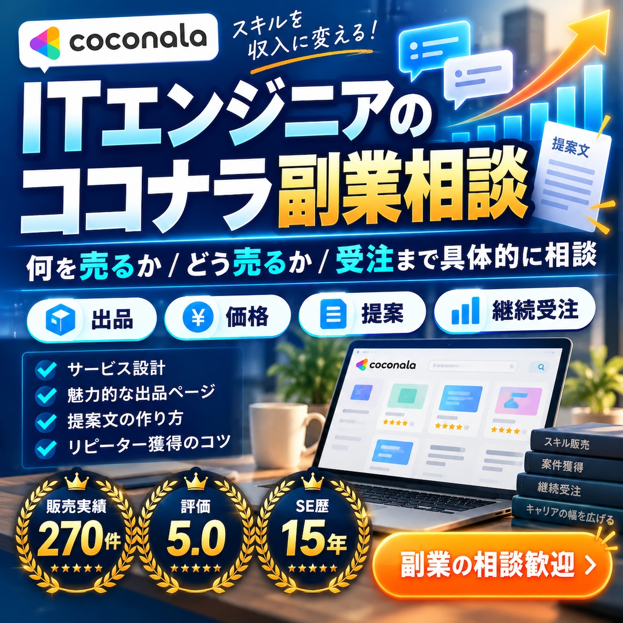 IT副業のココナラ相談乗ります 何を売るかから受注まで整理します。 イメージ1