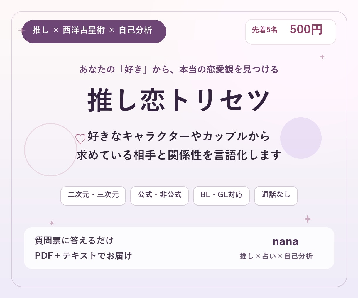推し×西洋占星術で恋愛トリセツを作ります 恋愛アドバイザーが求める相手と出会い方まで分析 イメージ2