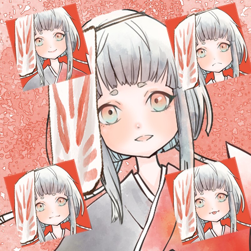 既製品のキャラクターアイコンを販売しています オーダーやりとり不要/和装の女の子表情5種+お面5種 イメージ2