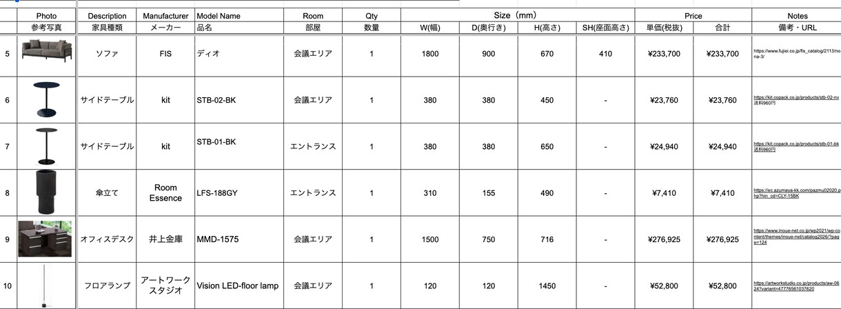空間設計のプロがインテリアコーディネートをします 平面プランと家具のご提案シート、家具購入リストをご提案 イメージ3