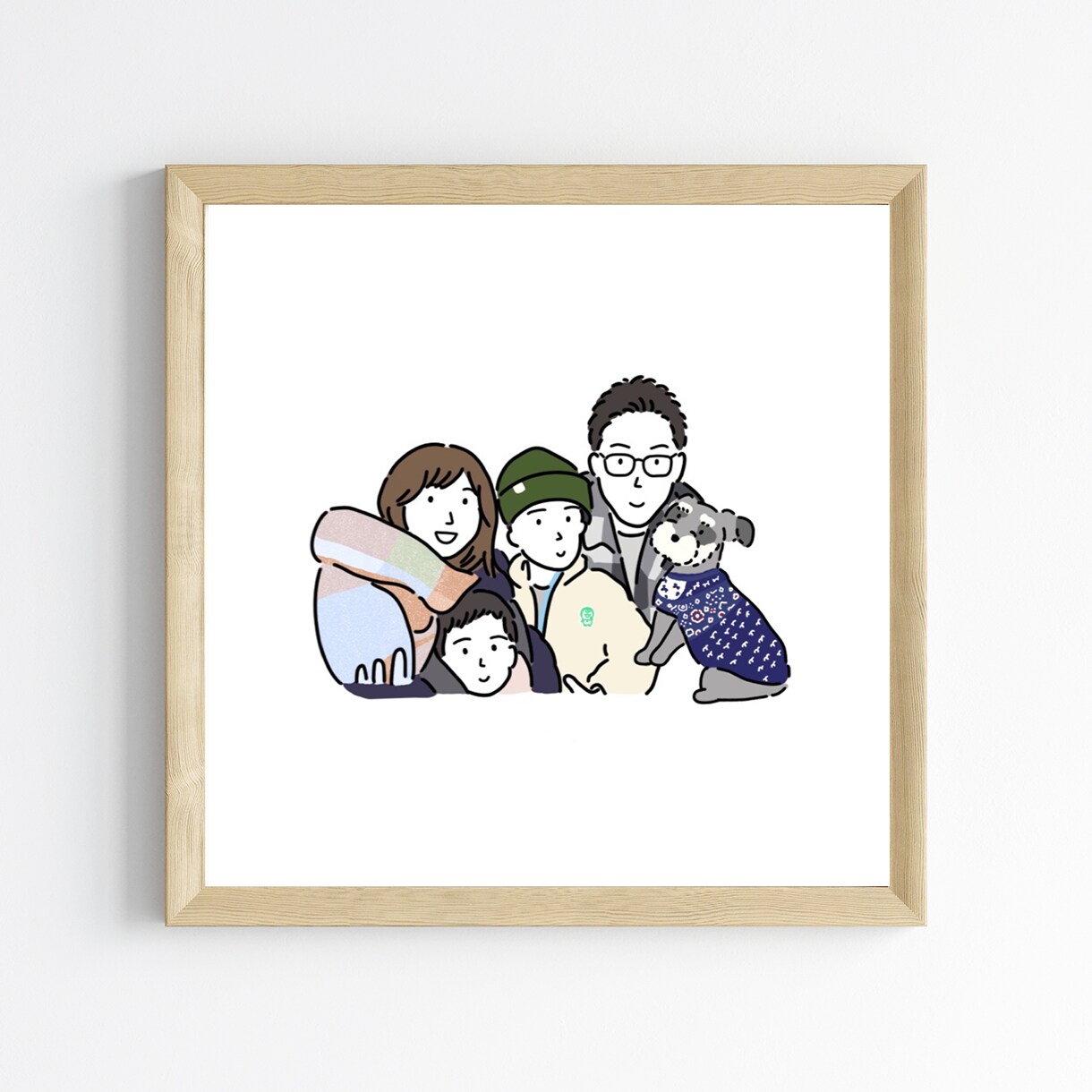 思い出の1枚をイラストにします 小粒おめめの似顔絵線画イラスト イメージ7