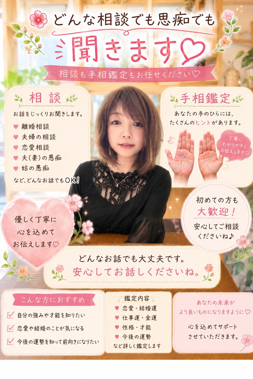どんな悩みも愚痴も否定せず優しくお聞きします 話すだけで心を軽く、あなたのお話、最後まで優しくお聞きします イメージ1
