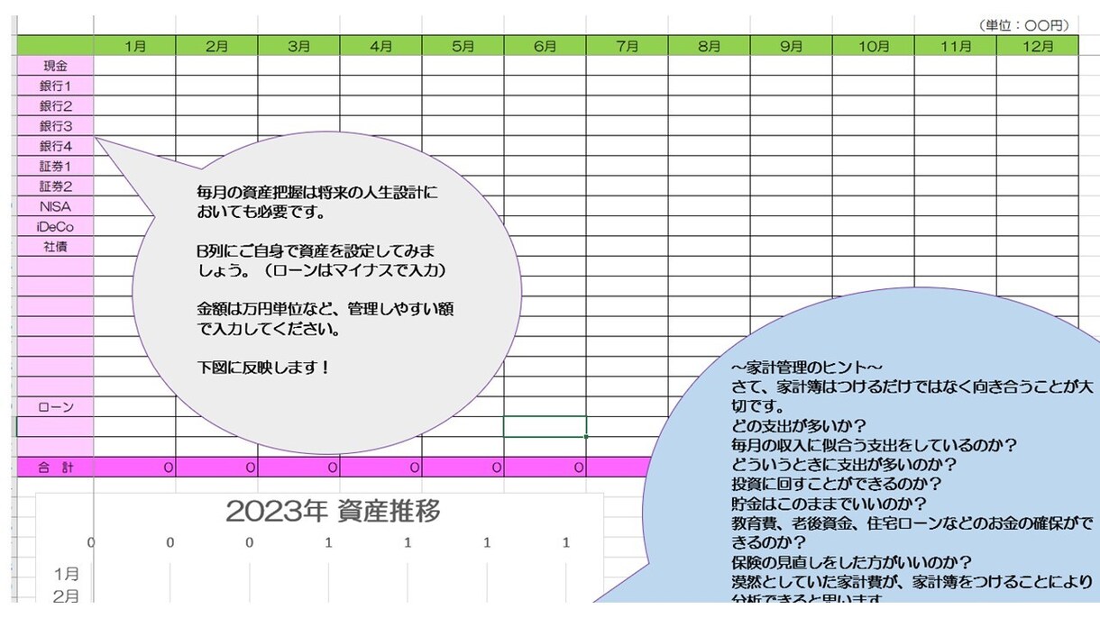 簡単入力！エクセルの家計簿を提供します ★2023年から家計簿をリベンジしませんか？★ イメージ4