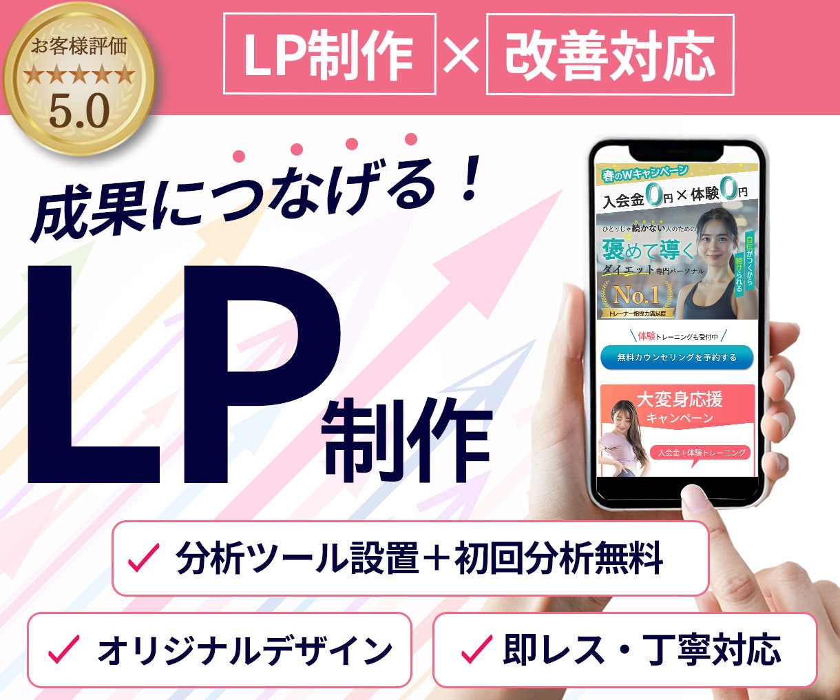 成果重視のLP制作｜公開後の改善までサポートします 作って終わりではなく、改善まで見据えたLP制作 イメージ1