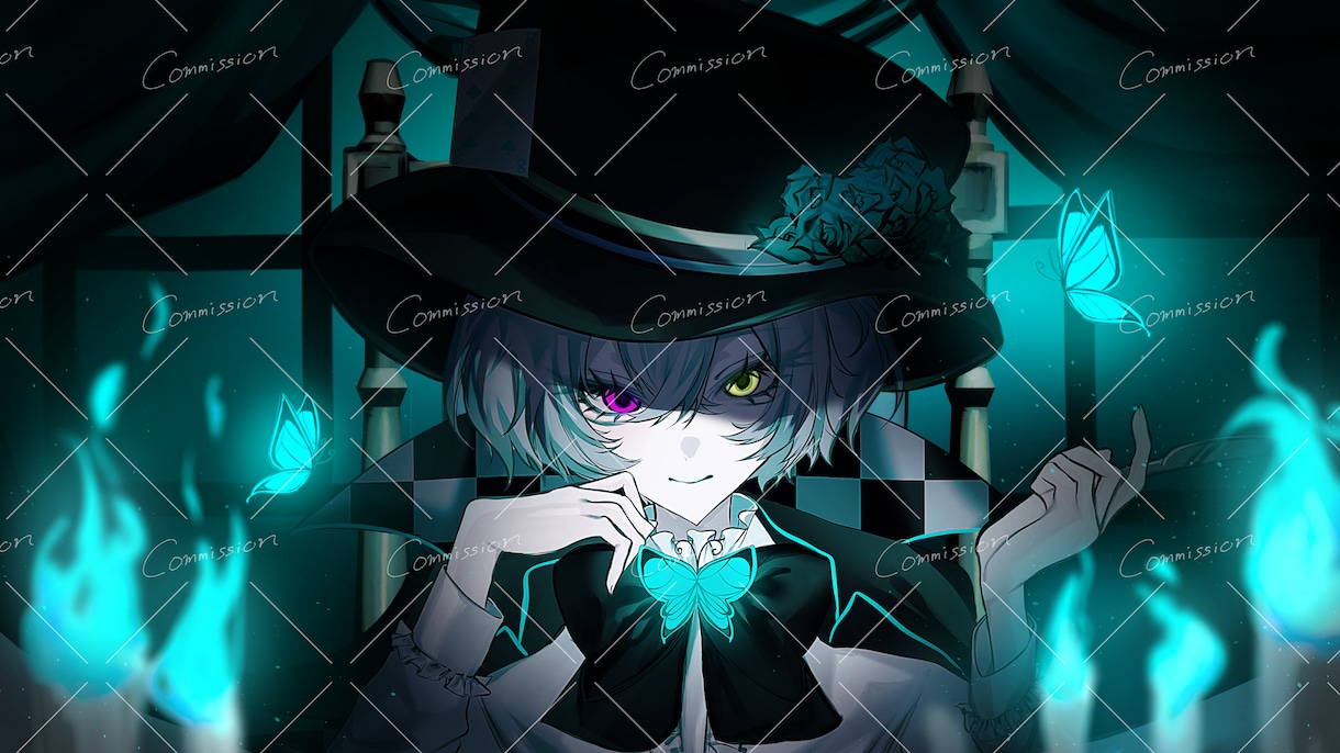 1枚絵、歌ってみた、立ち絵、等描かせていただきます ダークでかわいい、かっこいいイラストを描きます イメージ6