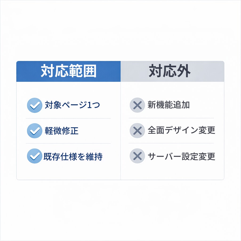 HTML/CSS・WPの表示崩れを修正します 表示崩れや文言ミスを最小差分で修正します。 イメージ3