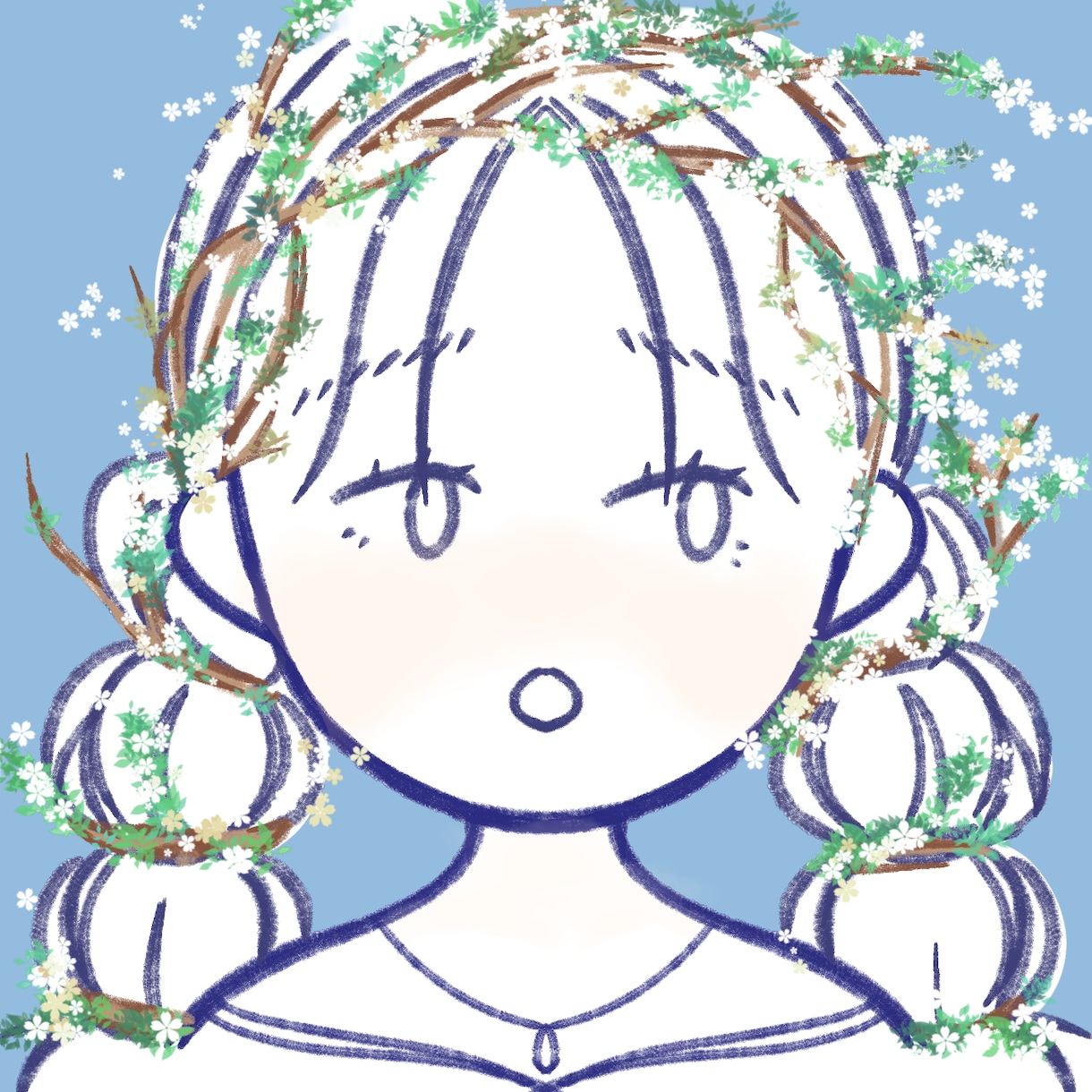 花✕人物のアイコン作成します 華道経験者が花をあしらった似顔絵イラストを作成します。 イメージ1