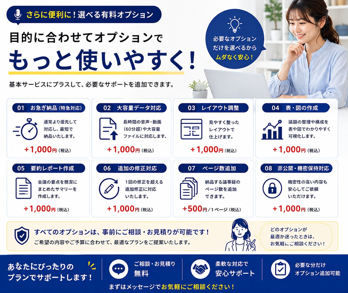 録音データから見やすい議事録を作成します 音声を送るだけ。要点・決定事項・ToDoまで整理 イメージ8
