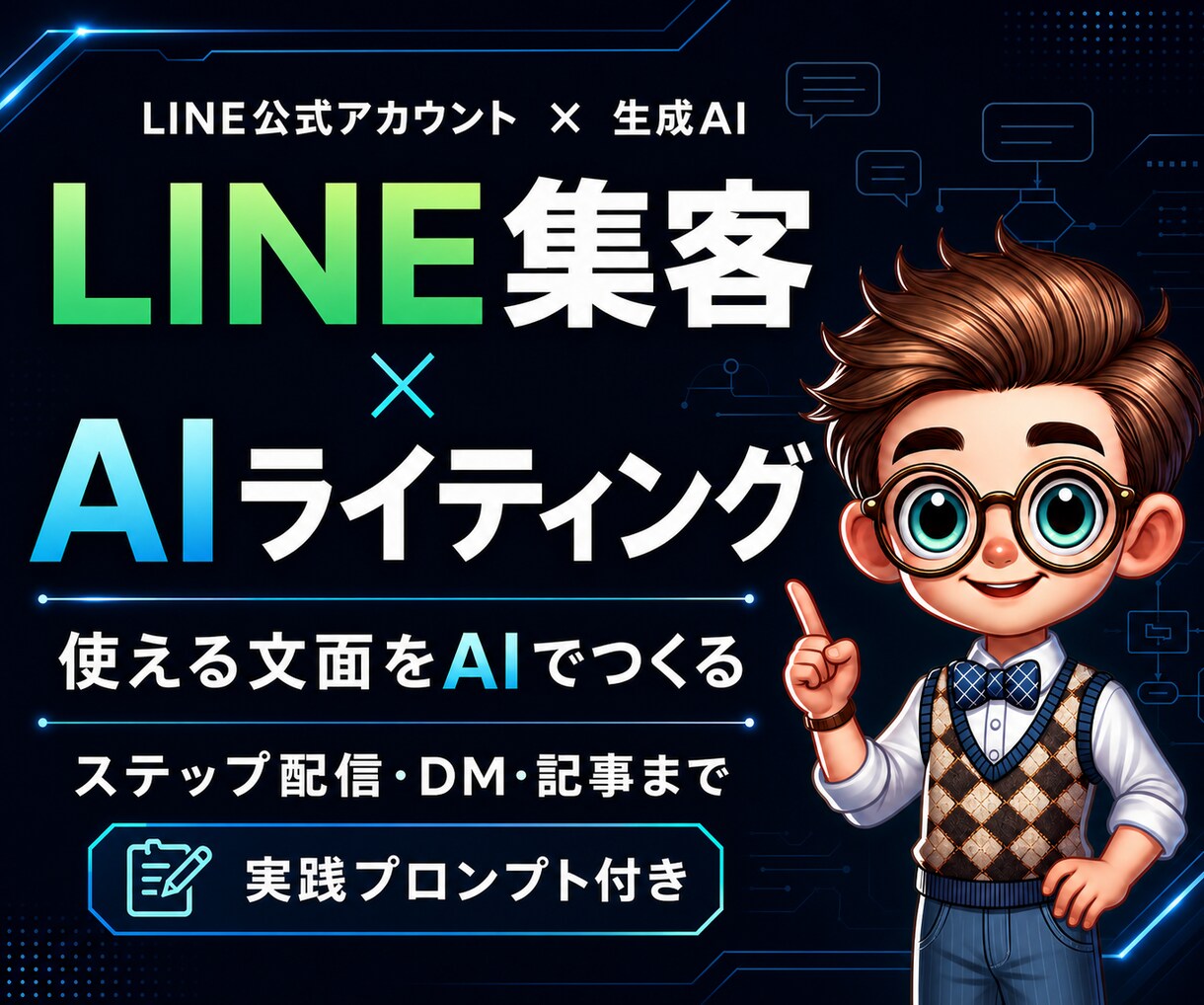 LINE公式の文面をAIで作る方法教えます ステップ配信・DM・記事まで。プロンプト16本つき イメージ1
