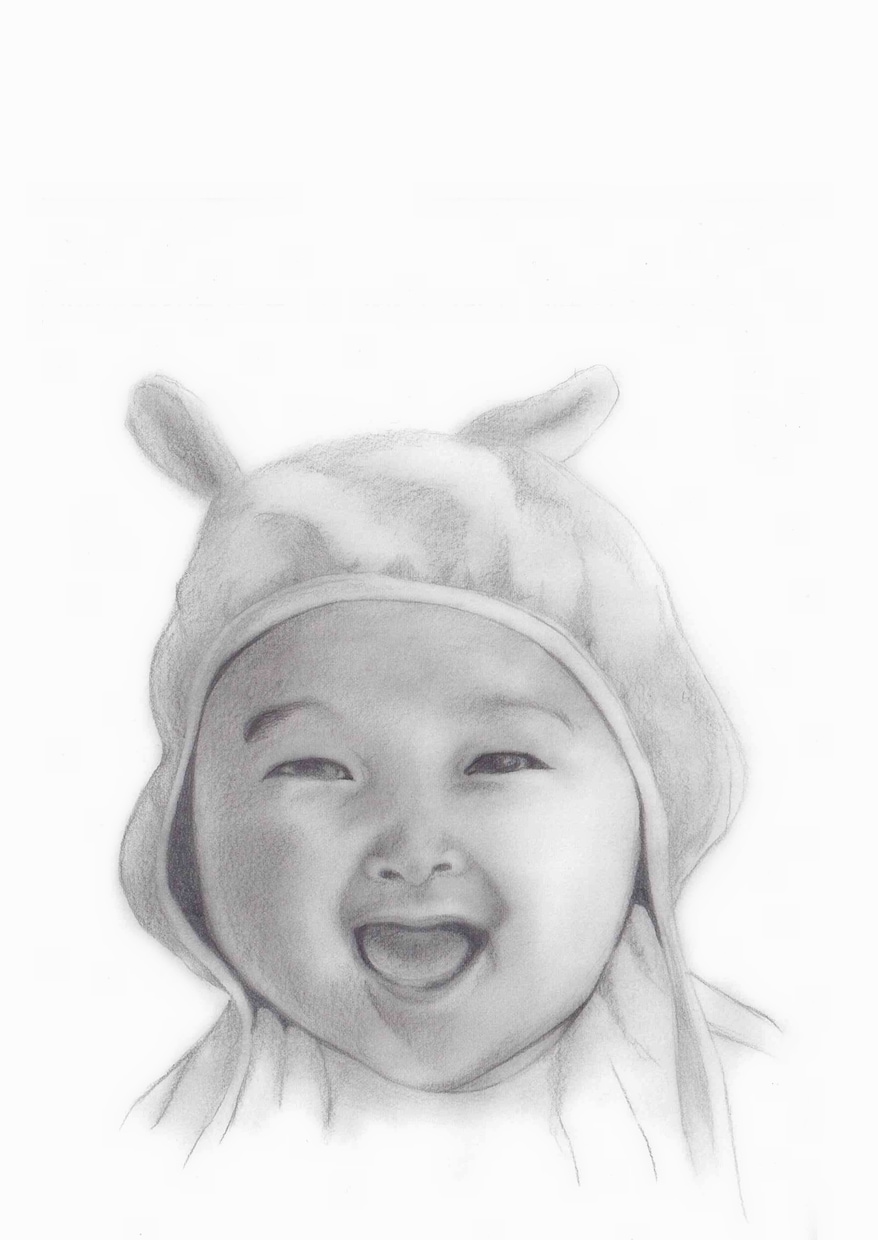 お写真をもとに鉛筆画をお描きします 大事なご家族や忘れられない一瞬の表情を柔らかな絵に イメージ2