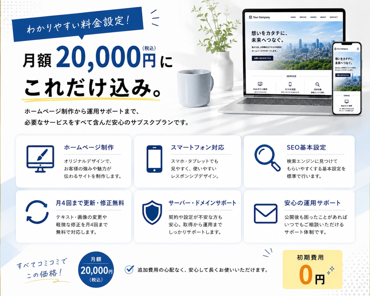 初期費用0円！月額でHP制作します 更新月４回込み、伴走型サブスクのHP制作 イメージ3