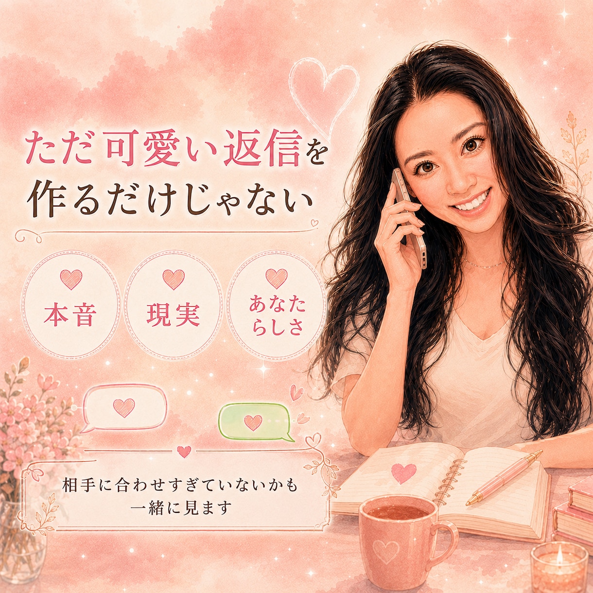 彼に送るLINE返信を本音で一緒に考えます 重くならず本音が伝わる彼への一文を女性目線で考えます イメージ5