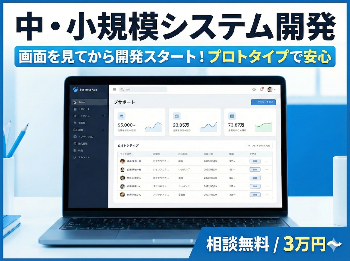 中・小規模システムを作ります 画面イメージを共有・確認してから開発できます イメージ1