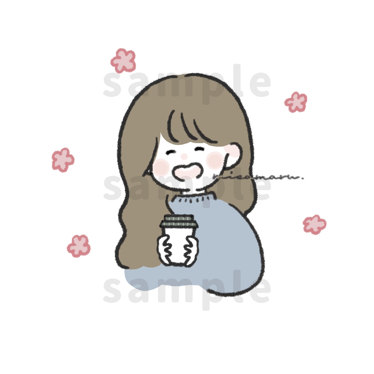 アイコンにぴったりなゆるゆる似顔絵作成します ふんわりしたイラストのアイコンをお探しの方、いかがですか？ イメージ1