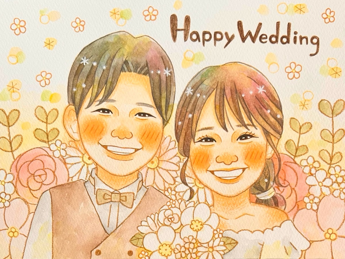 送料無料‼︎ ふんわりかわいい似顔絵描きます 結婚式/ウェルカムボード
