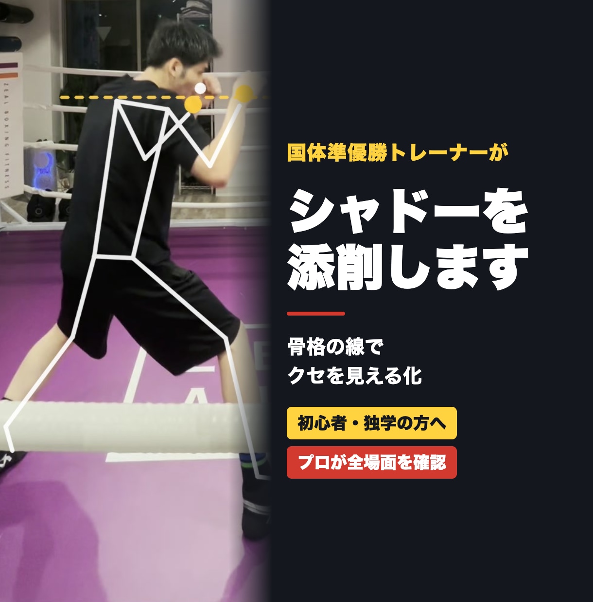 国体準優勝者が初心者のボクシング動画を添削します 独学の迷いを整理。骨格の線でクセを見える化します イメージ1