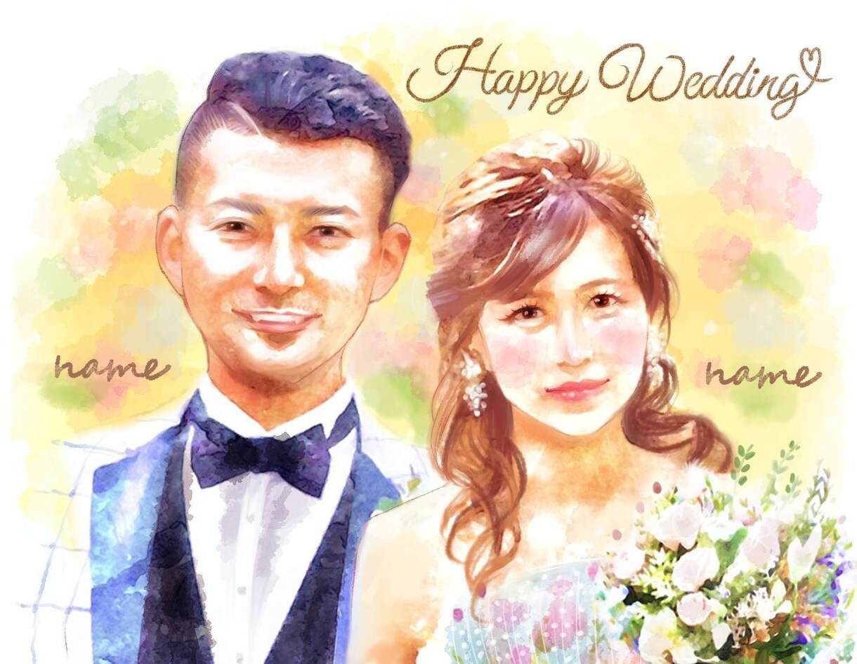 水彩タッチで似顔絵を描きます ギフトにおすすめ!印刷代行も承ります♪ イメージ1