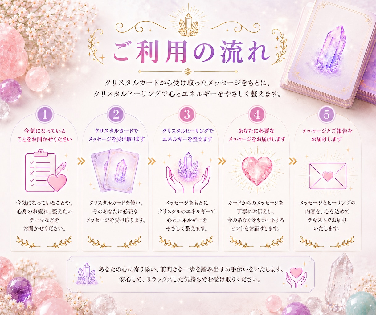 クリスタルカードで心と身体を優しく癒します クリスタル/パワーストーン/癒し/疲れ/ヒーリング イメージ2