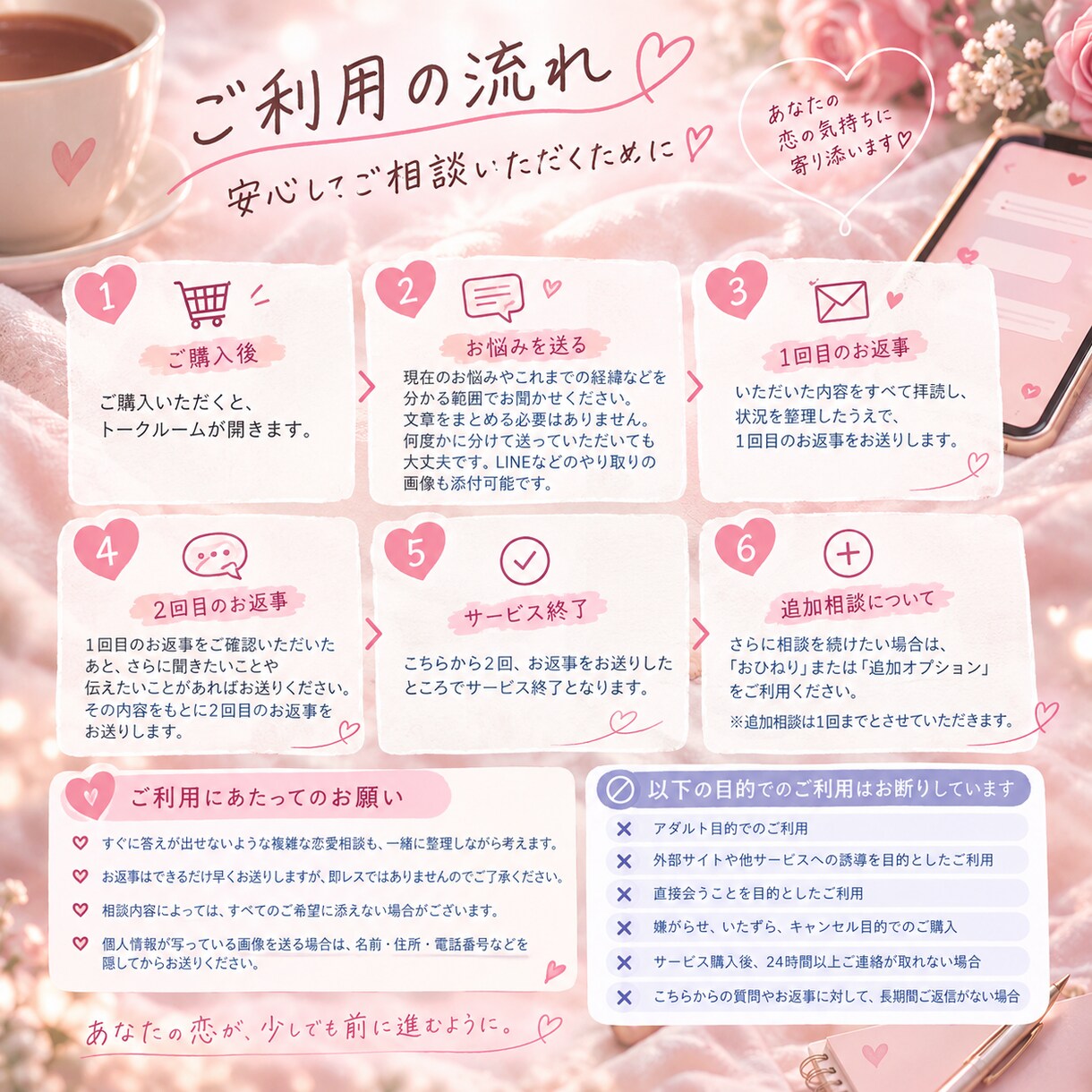 恋愛のお悩みを一緒に整理します あなたの気持ちを大切ち客観的に考えモヤモヤを解決しましょう イメージ2
